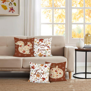 Fall Thanksgiving Pillow Covers 18 x 18 Inch Autumn Squirrel Pumpkin Orange Decorations Pillowcases