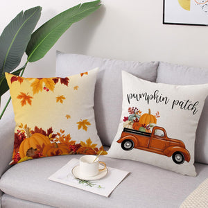 Fall Pillow Covers 18 x 18 Inch Pumpkins Maple Leaves Pumpkin Patch Hello Fall Thanksgiving Outdoor Decorative