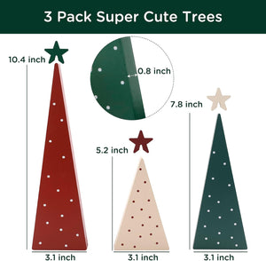 Three Sizes Wooden Christmas Tree Sign with Star-Christmas Decorations for Home Shelf Mantel Fireplace Table Party Decor