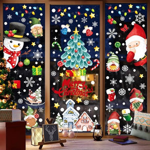 210 Pcs Christmas Window Clings for Glass Double-Side Reusable Cute Winter Holiday Window Stickers Decals Kids Home Decor