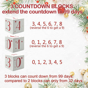 Christmas Countdown Blocks Santa Sleigh Advent Calendar 99 Days Christmas Tree Decorations Wooden Farmhouse Rustic Sign