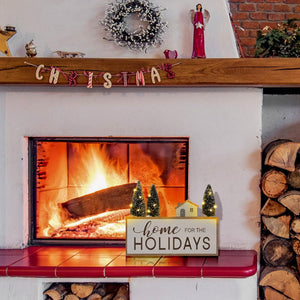 LED Lighted Christmas Tree Sign Farmhouse Wooden Winter Rustic Table Decor Vintage