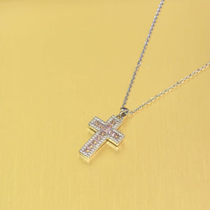 Women's Cross Necklace. Exquisite and Simple Cross Pendant. Cute Pink Zircon Pendant, Women's Necklace