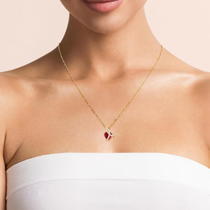 14K Gold Plated Red Heart Necklace Crystal Pendant Heart Necklace Love Necklace Birthstone