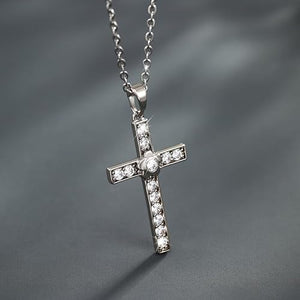 Dainty Silver Cross Pendant, Zircons Alloy Pendant, Necklace Birthday or Chrismas Holiday for Women and Man(Without chain)