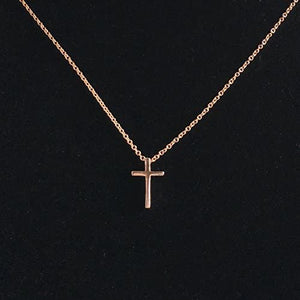 Rose Gold Tiny Cross Necklace for Women, Mini Cross Necklace (18 inches)