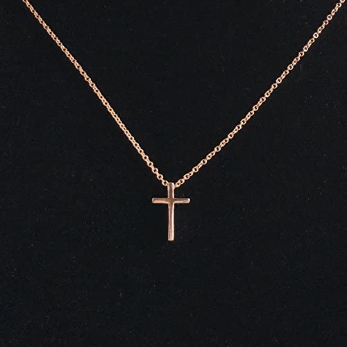 Rose Gold Tiny Cross Necklace for Women, Mini Cross Necklace (18 inches)