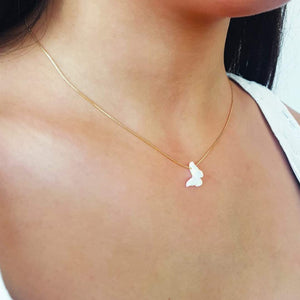 White Opal Butterfly Necklace Gift for Women Girl Delicate Opal jewelry Gold Filled Box Chain