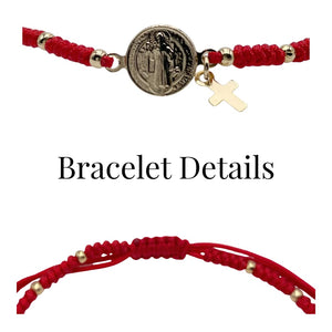 St Benedict Medal Adjustable Red String Bracelet for Women – Pulsera San Benito Abad Fashionable