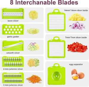 14 in 1 Multifunctional Food Chopper, Kitchen Vegetable Slicer & Juline Dicer