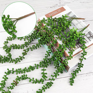 4pcs Fake Hanging Plants, String of Pearls Plant Artificial Hanging Succulents Greenery Wall Backdrop Decor