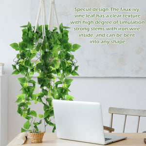12 Pcs Artificial Hanging Plants Fake Ivy Vines with Fake Leaves for Living Room Decor Indoor Outdoor Decorations, Beauty