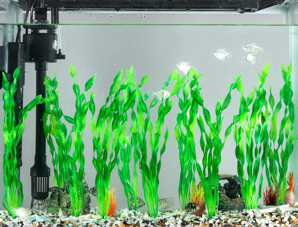 Artificial Seaweed Water Plants for Aquarium, Plastic Fish Tank Plant Decorations 10 PCS (Green)