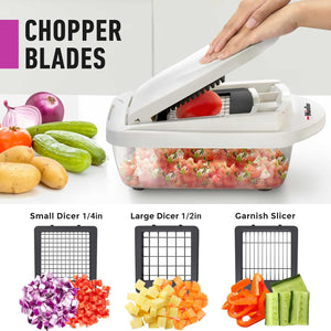 10-in-1, 8 Blade Vegetable Chopper, Onion Mincer, Cutter, Dicer, Egg Slicer with Container