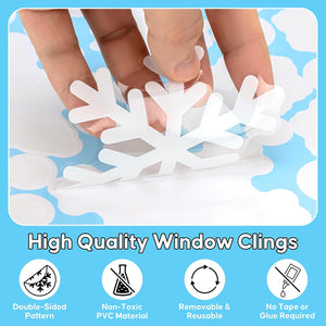 364PCS Snowflake Window Clings, Christmas Window Clings Snowflakes Stickers Decals