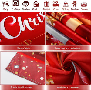 Merry Christmas Party Decoration Christmas Photo Banner Signs Xmas Party Decoration Supplies (Ball)
