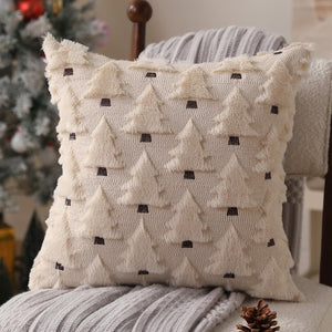 Set of 2 Beige Christmas Tree Throw Pillow Cases Decorations, 18 x 18 inches