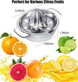 Citrus Lemon Orange Grapefruit Juicer Manual Squeezer 304 Stainless Steel Robust Hand Juicer