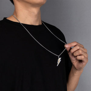 Golden Lightning Bolt Stainless Pendant Necklace for Men Women