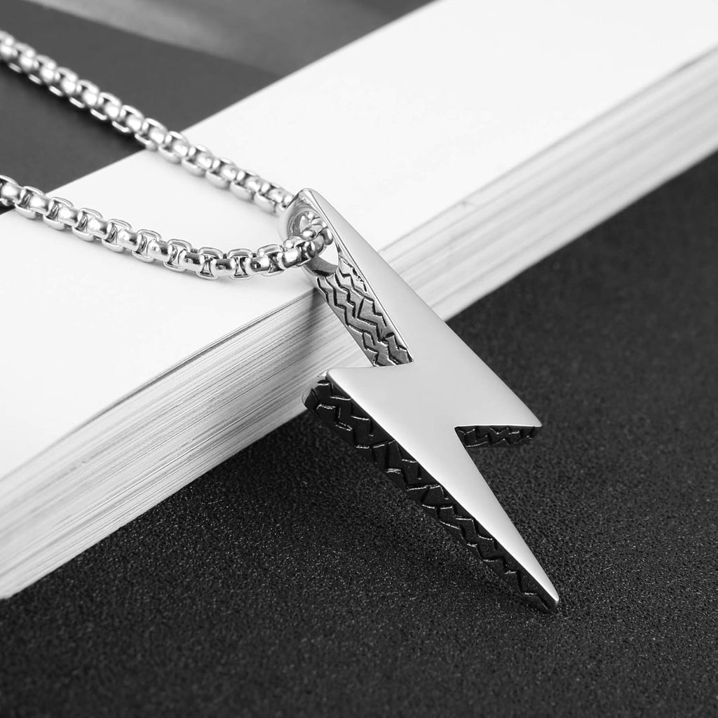 Locomotive Street Punk Hip Hop Retro Minimalist Geometric Lightning Bolt Pendant Necklace