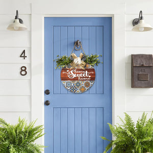 3D Wooden Sign for Front Door, Boho Wreaths Front Porch Decor, Home Sweet Home Indoor Outdoor Sign Hanging