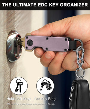 Compact Metallic Key Holder | Minimalist Innovative Keyholder | Smart Keychain Secures 1-5 Keys