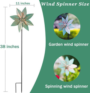 Pinwheels for Yard and Garden, 38 Inches Metal Kinetic Wind Spinner for Outdoor Garden