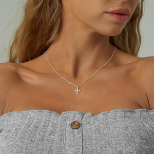 Cross Necklace for Women-Dainty Simple 14k Gold Plated Cross Pendant Cute Diamond