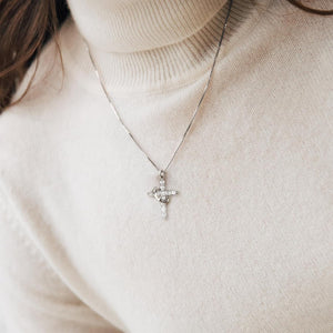 14K Gold Plated Diamond Cross Pendant Necklace Dainty Cubic Zirconia