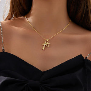 Cross Necklace for Women Dainty Cross Pendant Choker 14K Gold Plated Trendy CZ Diamond