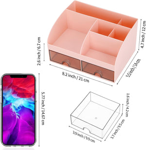 Office Desk Organizer with Drawers for Desktop/Tabletop/Counter, Desk Top Accessories Stationary Organizer Desk Caddy