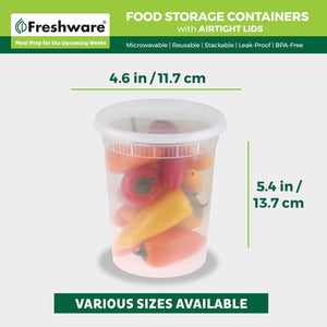 Freshware Food Storage Containers [24 Set] 32 oz Plastic Deli Containers with Lids, Slime