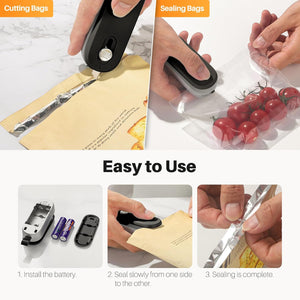 2 in 1 Mini Bag Sealer Heat Seal and Cutter with Lanyard, Portable Handheld Chip Bag Sealer Heat Sealer for Snacks Candies Plastic Bag Food Storage (Batteries Included)