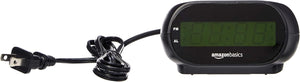 Small Digital Oval Alarm Clock With LED Display, Nightlight & Battery Backup, Black, 4.5 x 3.5 x 2.4 Inches