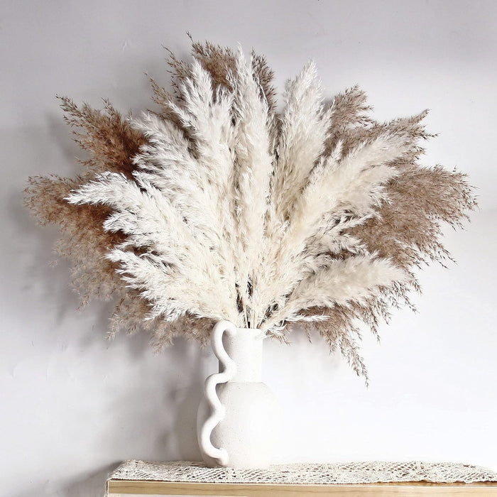 17-inch 30pcs Pampas Grass Decor, Boho Neutral Home Decor, Dried Flowers for Wedding Floral Arrangements Wall Farmhouse Bathroom Table Decor