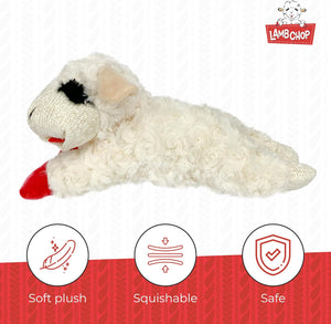 Multipet Mini Lamb Chop Officially Licensed, Plush, Squeak Pet Toy (White, 10')