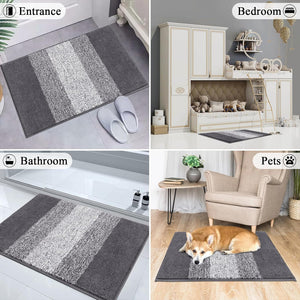 Indoor Doormat Entryway Door Rug, Non Slip Absorbent Mud Trapper Mat Inside Floor Mat, Washable Door Carpet for Entryway (20''x32'', Grey)