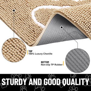 Door Mat for Muddy Paws, Absorbent Dirt Trapper Non-Slip Washable Mat, Quick Dry Chenille, Mud Mat for Dogs, Entry Indoor Door Mat for Inside Floor (36x24 Inches, Beige)
