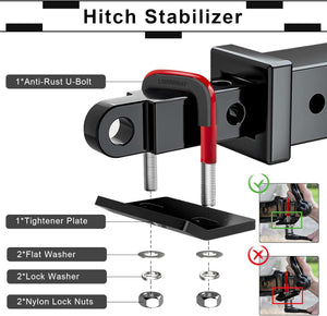 Hitch Tightener for 1.25" and 2" Hitches 304 Stainless Steel Red Hitch Tightener Anti-Rattle Stabilizer Rust-Free Heavy Duty Lock Down Quiet- Red Protective Anti-Rust Coating