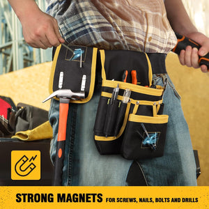 Magnetic Tool Belts for Men, Heavy Duty Tool Pouch 26 Pockets, Magnet Toolbelt Holster Utility Belt Detachable Adjustable Waist Holder for Handyman Contractor Plumber Roofing, Dad Gift