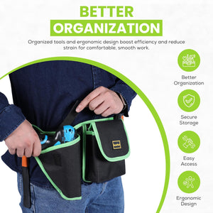 The Ultimate Tool Organizer with Multi-Pocket Tool Pouch, Adjustable Toolbelts for Men, Electrician Tool Pouch, Carpenter Tool Belt, Built for Comfort and Heavy-Duty Use