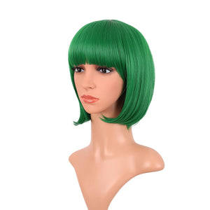 12 Inch/30 cm Fashion Lady Short Straight Flat Bangs Bob Wig (Green)