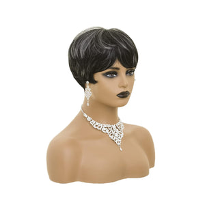 Pixie Cut Wig Short Wigs for Black Women Pixie Black Mixed With Grey Short cut Wigs Pixie Cut Wig for Black Women (Black Mixed With Grey)