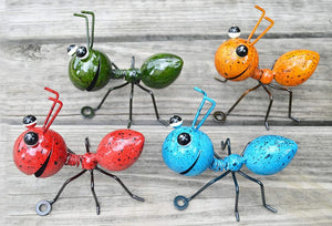 Set of 4 Colorful Metal Ant Garden Decor Outdoor Garden Yard Art Wall Sculptures