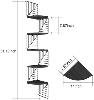 �BRAND NEW�Corner Shelf Wall Mount of 5 Tier Rustic Wood Floating Shelves Wall Shelves(BLACK)