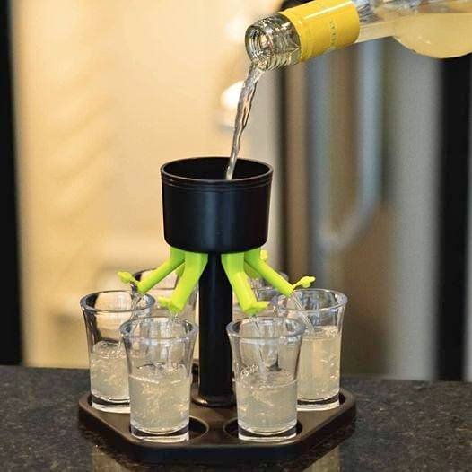 Shot dispenser with 6 shot glasses
