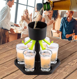 Shot dispenser with 6 shot glasses