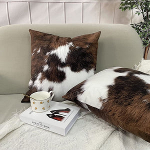 Set of 2 Cowhide Accent Throw Pillow Covers |18x18
