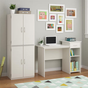 🔥 HOT SALE 🔥 4 Door Adjustable Storage Cabinet (White Stipple)