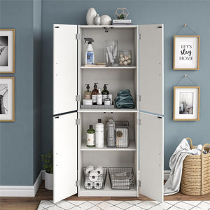 🔥 HOT SALE 🔥 4 Door Adjustable Storage Cabinet (White Stipple)